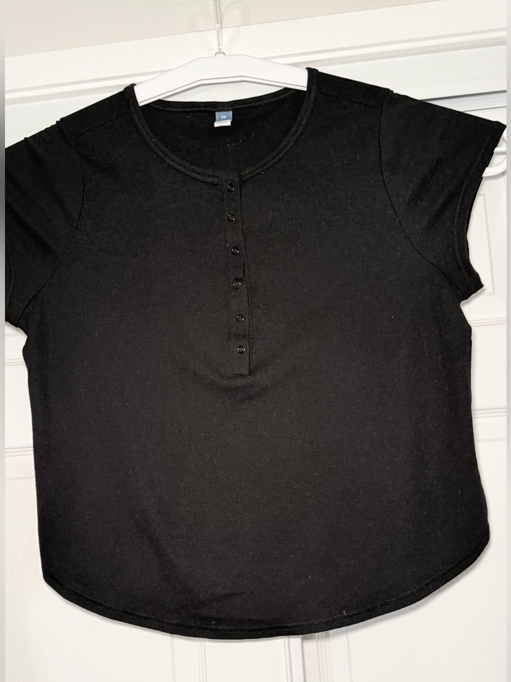 Plus Size Old Navy Black Short Sleeve Henley Top - Women's